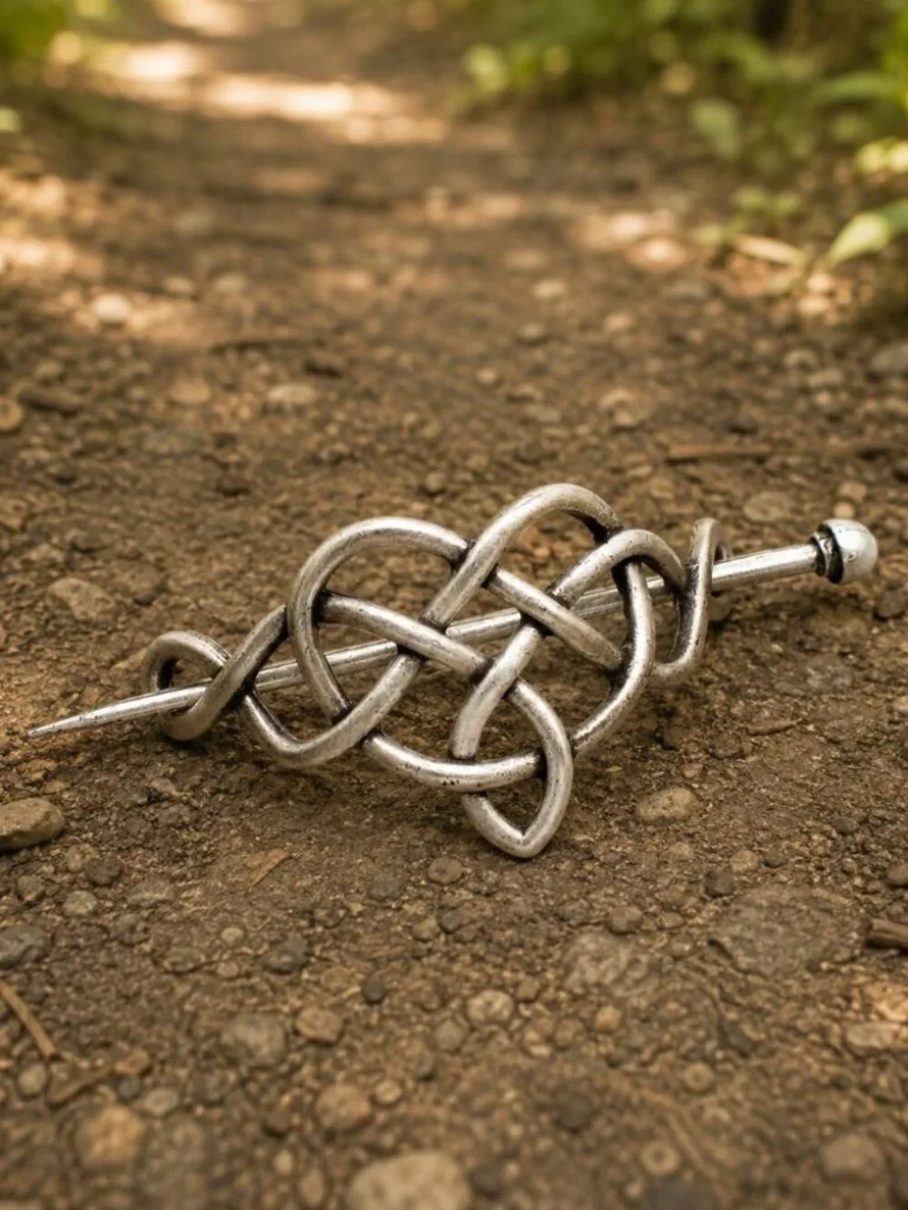 Celtic Knot Hair Pin Barrette Silver Tone Bun Holder Hair Slide